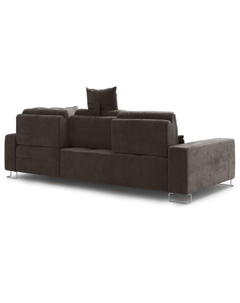 Canapé d'angle droit velours convertible avec coffre de rangement diane 4 places marron foncé - 260x188x87 cm