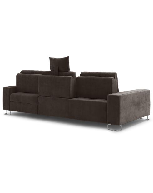 Canapé d'angle droit velours convertible avec coffre de rangement diane 4 places marron foncé - 260x188x87 cm