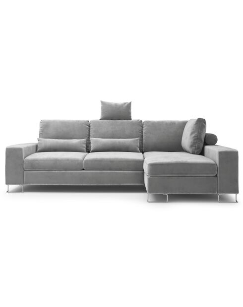 Canapé d'angle droit velours convertible avec coffre de rangement diane 4 places gris - 260x188x87 cm