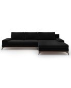 Canapé d'angle droit velours convertible avec coffre de rangement astre 5 places noir - 315x212x87 cm