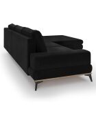 Canapé d'angle droit velours convertible avec coffre de rangement astre 5 places noir - 315x212x87 cm