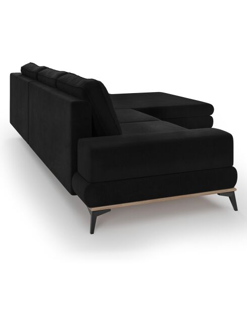 Canapé d'angle droit velours convertible avec coffre de rangement astre 5 places noir - 315x212x87 cm