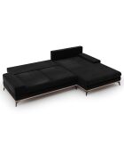 Canapé d'angle droit velours convertible avec coffre de rangement astre 5 places noir - 315x212x87 cm