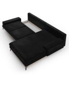 Canapé d'angle droit velours convertible avec coffre de rangement astre 5 places noir - 315x212x87 cm