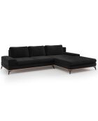 Canapé d'angle droit velours convertible avec coffre de rangement astre 5 places noir - 315x212x87 cm