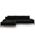 Canapé d'angle gauche velours convertible avec coffre de rangement astre 5 places noir - 315x212x87 cm