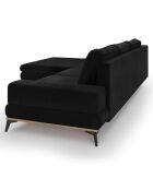 Canapé d'angle gauche velours convertible avec coffre de rangement astre 5 places noir - 315x212x87 cm