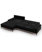 Canapé d'angle gauche velours convertible avec coffre de rangement astre 5 places noir - 315x212x87 cm