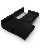 Canapé d'angle gauche velours convertible avec coffre de rangement astre 5 places noir - 315x212x87 cm