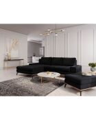Canapé d'angle gauche velours convertible avec coffre de rangement astre 5 places noir - 315x212x87 cm