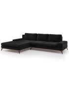 Canapé d'angle gauche velours convertible avec coffre de rangement astre 5 places noir - 315x212x87 cm
