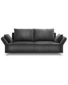 Canapé velours convertible avec coffre de rangement pyxis 3 places gris foncé - 245x100x90 cm