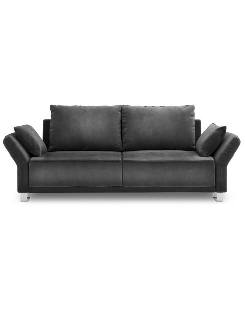 Canapé velours convertible avec coffre de rangement pyxis 3 places gris foncé - 245x100x90 cm