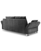 Canapé velours convertible avec coffre de rangement pyxis 3 places gris foncé - 245x100x90 cm