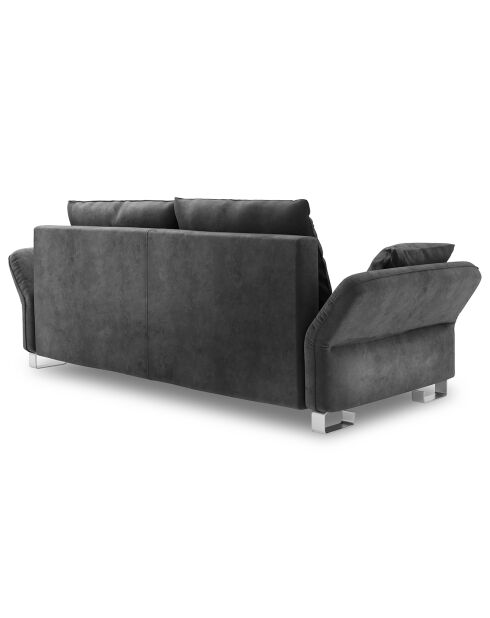 Canapé velours convertible avec coffre de rangement pyxis 3 places gris foncé - 245x100x90 cm