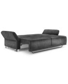 Canapé velours convertible avec coffre de rangement pyxis 3 places gris foncé - 245x100x90 cm