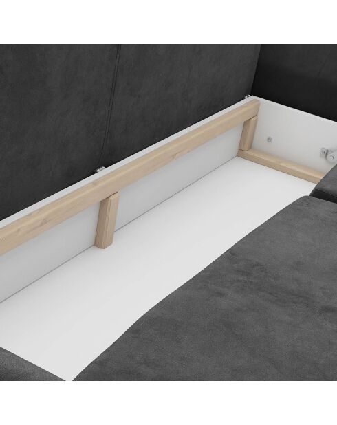 Canapé velours convertible avec coffre de rangement pyxis 3 places gris foncé - 245x100x90 cm
