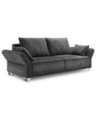 Canapé velours convertible avec coffre de rangement pyxis 3 places gris foncé - 245x100x90 cm