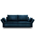 Canapé velours convertible avec coffre de rangement pyxis 3 places bleu roi - 245x100x90 cm