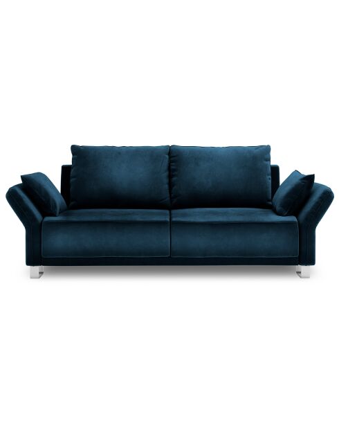 Canapé velours convertible avec coffre de rangement pyxis 3 places bleu roi - 245x100x90 cm