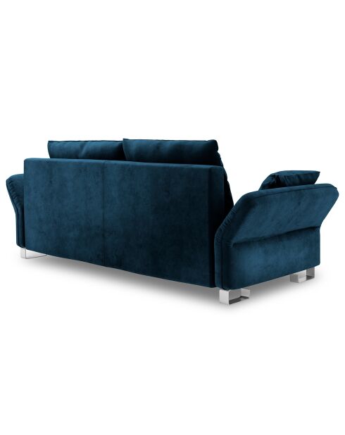 Canapé velours convertible avec coffre de rangement pyxis 3 places bleu roi - 245x100x90 cm