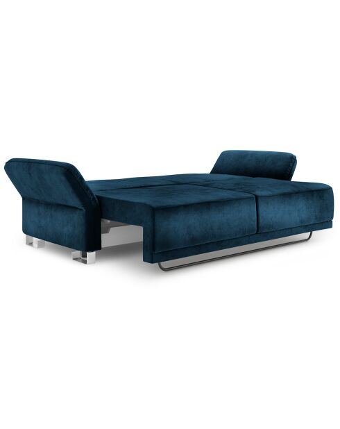 Canapé velours convertible avec coffre de rangement pyxis 3 places bleu roi - 245x100x90 cm