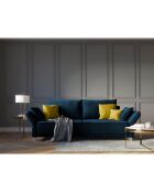 Canapé velours convertible avec coffre de rangement pyxis 3 places bleu roi - 245x100x90 cm