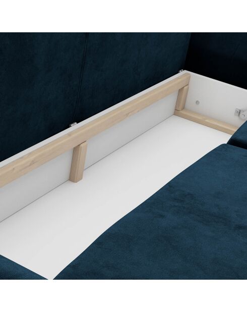 Canapé velours convertible avec coffre de rangement pyxis 3 places bleu roi - 245x100x90 cm