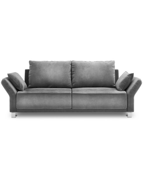 Canapé velours convertible avec coffre de rangement pyxis 3 places gris - 245x100x90 cm