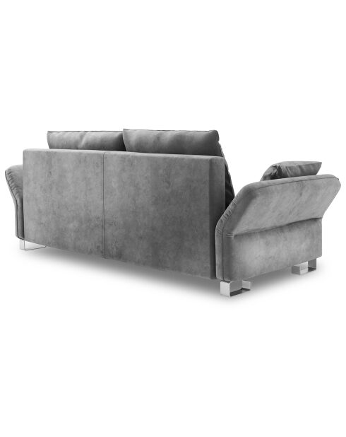Canapé velours convertible avec coffre de rangement pyxis 3 places gris - 245x100x90 cm