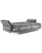 Canapé velours convertible avec coffre de rangement pyxis 3 places gris - 245x100x90 cm