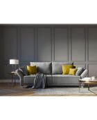 Canapé velours convertible avec coffre de rangement pyxis 3 places gris - 245x100x90 cm