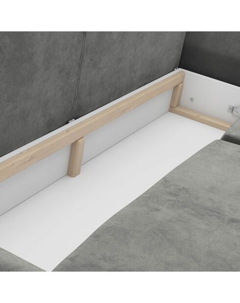 Canapé velours convertible avec coffre de rangement pyxis 3 places gris - 245x100x90 cm