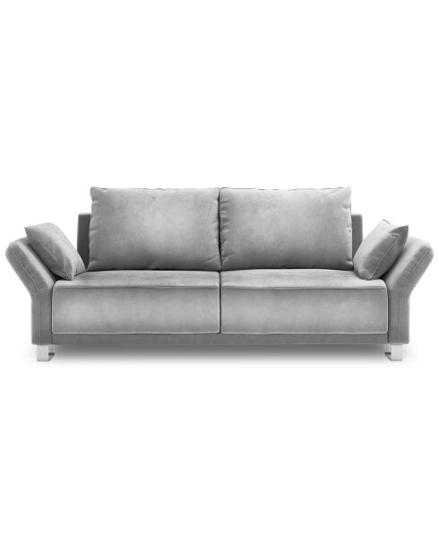 Canapé velours convertible avec coffre de rangement pyxis 3 places gris clair - 245x100x90 cm