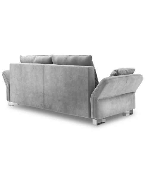 Canapé velours convertible avec coffre de rangement pyxis 3 places gris clair - 245x100x90 cm
