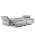Canapé velours convertible avec coffre de rangement pyxis 3 places gris clair - 245x100x90 cm
