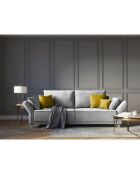 Canapé velours convertible avec coffre de rangement pyxis 3 places gris clair - 245x100x90 cm