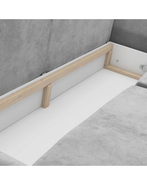 Canapé velours convertible avec coffre de rangement pyxis 3 places gris clair - 245x100x90 cm
