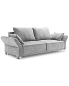 Canapé velours convertible avec coffre de rangement pyxis 3 places gris clair - 245x100x90 cm