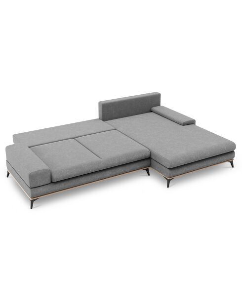 Canapé d'angle droit convertible avec coffre de rangement Astre 5 places gris - 315x212x87 cm
