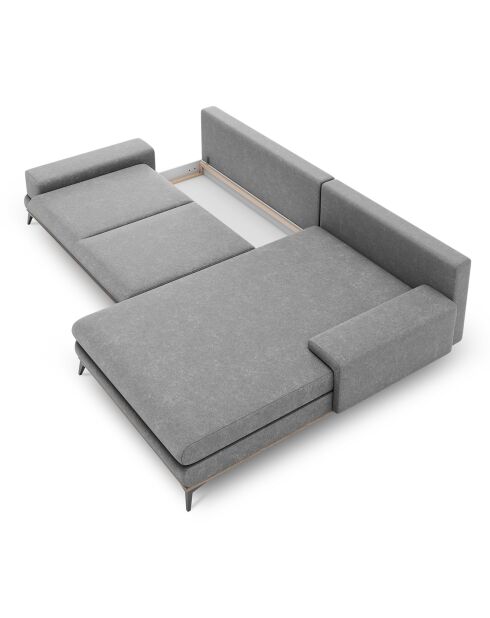 Canapé d'angle droit convertible avec coffre de rangement Astre 5 places gris - 315x212x87 cm