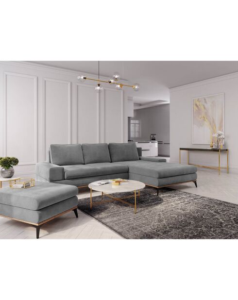 Canapé d'angle droit convertible avec coffre de rangement Astre 5 places gris - 315x212x87 cm