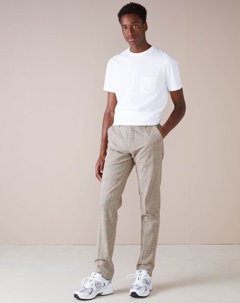 Pantalon chino slim Porths à carreaux beige