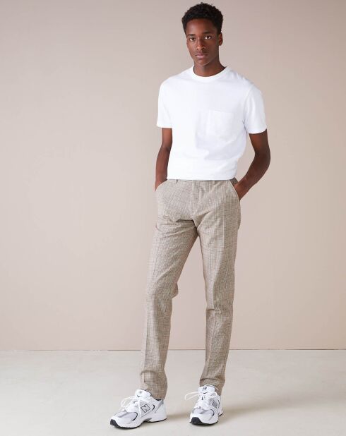 Pantalon chino slim Porths à carreaux beige