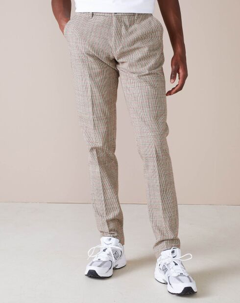 Pantalon chino slim Porths à carreaux beige