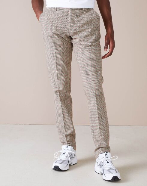 Pantalon chino slim Porths à carreaux beige