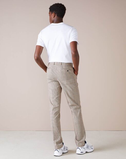 Pantalon chino slim Porths à carreaux beige