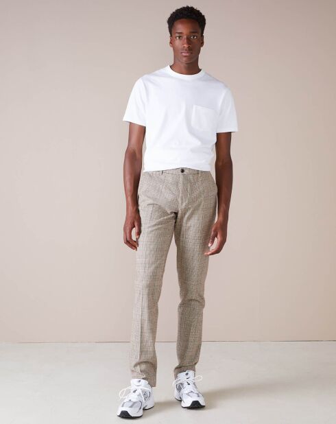 Pantalon chino slim Porths à carreaux beige