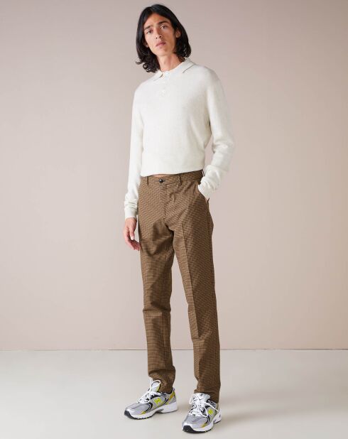 Pantalon chino slim Porths à carreaux marron