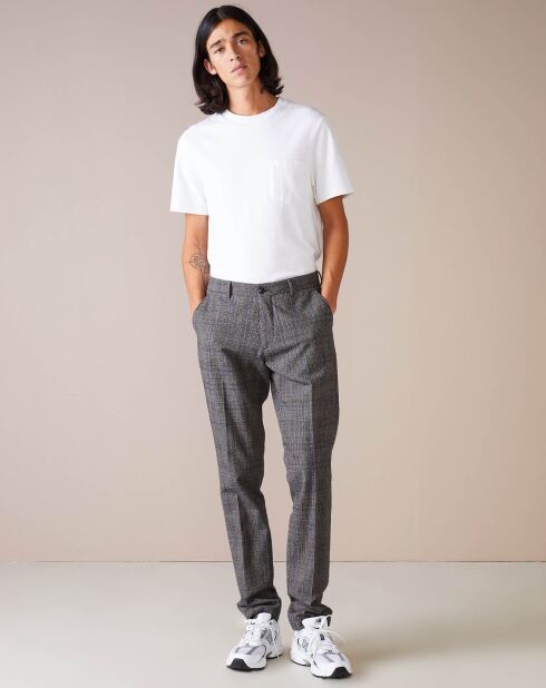 Pantalon chino slim Porths à carreaux gris